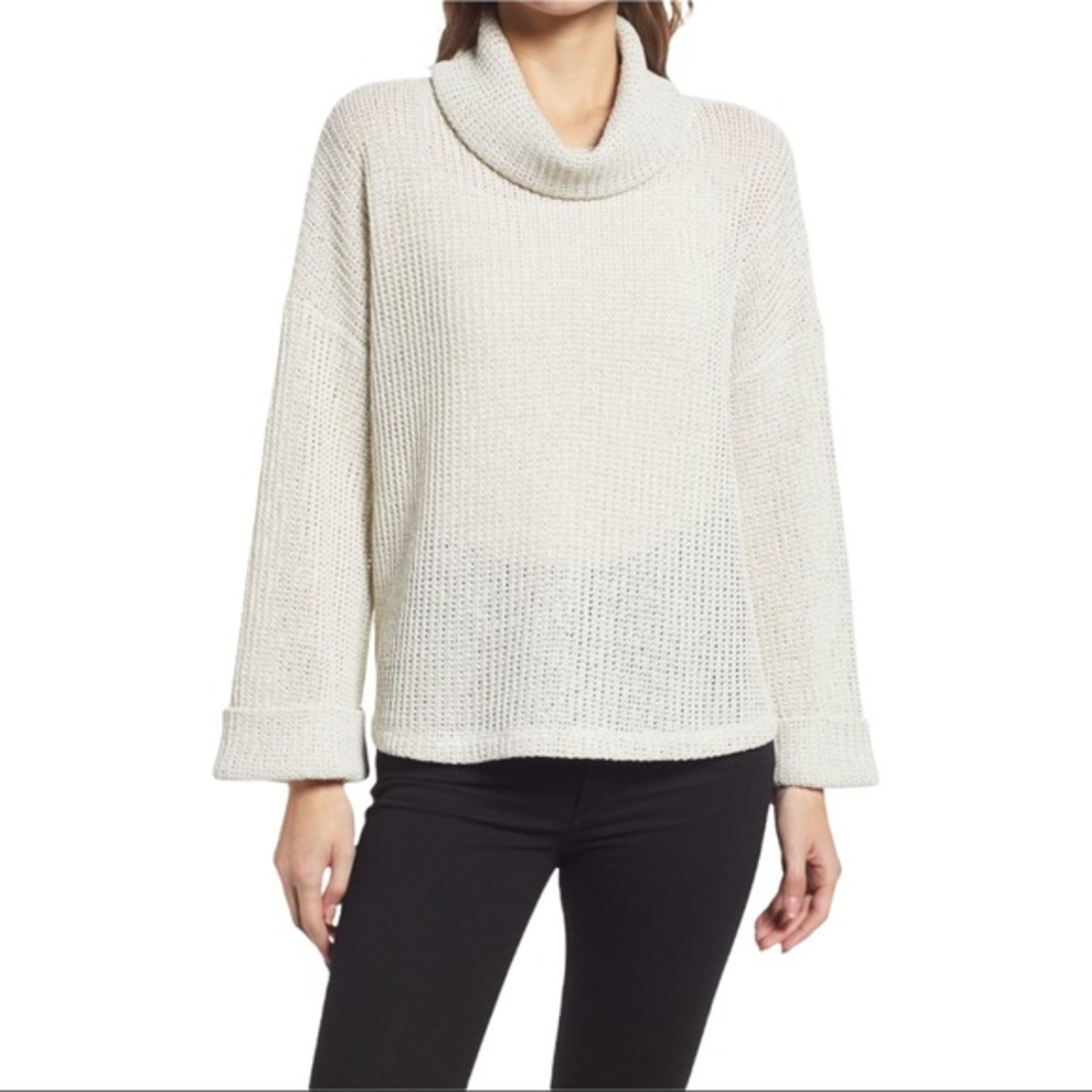 GIBSONLOOK Flare Sleeve Cowl Neck Sweater - Beige
